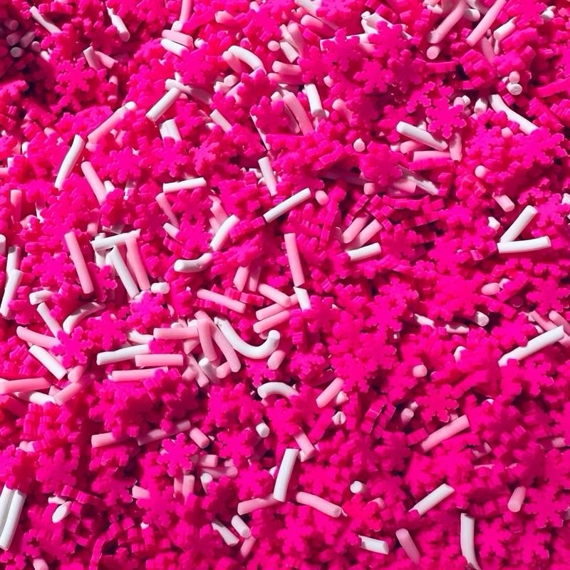 Pink snowflakes poly clays Shapes