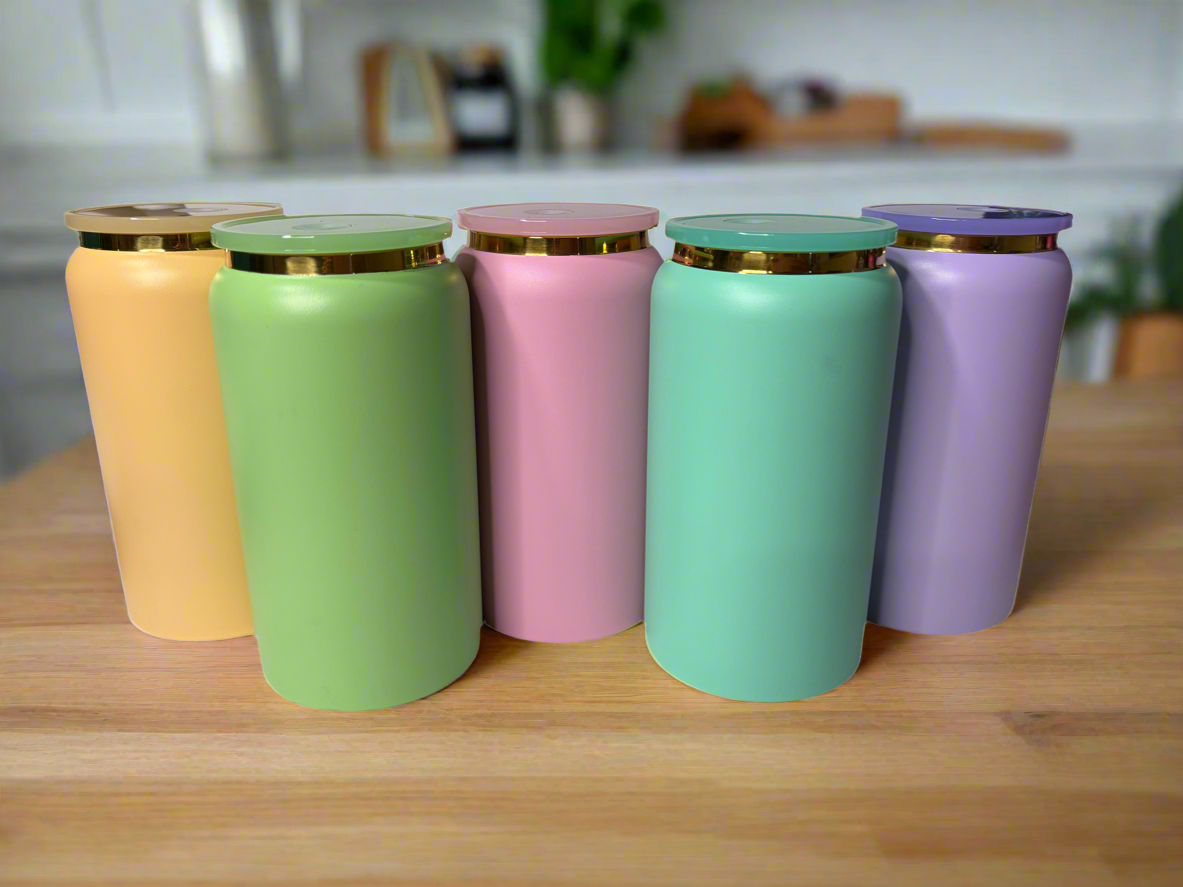 Pastel Stainless Steel 16oz Can (5pk)