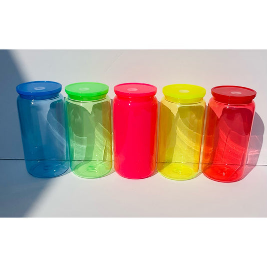 16oz Neon Plastic Acrylic Can 5pk